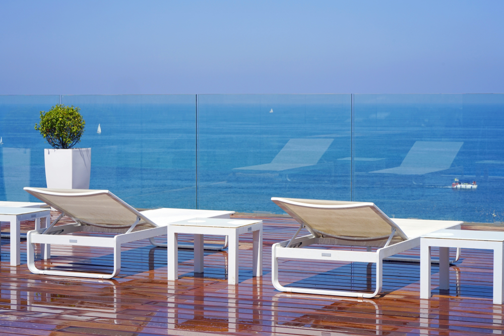 Terrace in the evening in Mediterranen